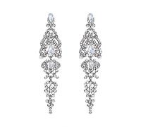 Pendientes de Mujer - Clearine Aretes en Forma de Colgante Floral Lágrimas, Estilo Elegante Precioso Cristales para Boda Novia Fiesta Plateado