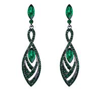 Pendientes de Mujer - Clearine Aretes en Forma de Diamante Lágrimas, Estilo Elegante Precioso Cristales para Boda Novia Fiesta Verde