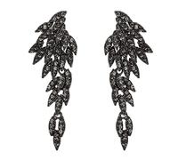 Pendientes de Mujer- Clearine Boda Nupcial Joyería Lámpara de Araña con Alas de Ángel de Caída Larga Clip-On Aretes Colgantes,Color Gris Negro-Tono