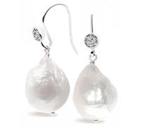 Pendientes de Mujer de Perlas Cultivadas de Agua Dulce Barrocas Edison de 13 a 13,5 mm con Circonita SECRET & YOU - Plata de Ley Rodiada de 925 milésimas Grabada.