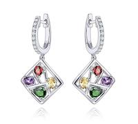 Pendientes de Mujer Joyería de Moda para Mujer Piedras Preciosas Multicolores Plata de Ley S925 Pendientes de Cristal Brillantes para Mujer Pendientes Colgantes Simples y Elegantes
