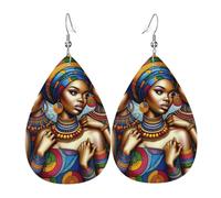 Pendientes De Mujer Largos De Cuero África Mujeres Negras, Mujer Pendientes Moda Aretes De Lágrima Vintage Pendientes De Cuero Mujer Para Mujeres Aniversario Día De La Madre