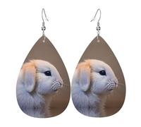 Pendientes De Mujer Largos De Cuero Llorar Rabbits Estampado White, Pendientes Colgantes Vintage Pendientes Ligeros Aretes De Lágrima Para Aniversario Fiesta Cumpleaños