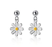 Pendientes de Mujer Pendientes de Mujer Pendientes Cortos de Girasol esmaltados Pendientes de Flor de Margarita de Plata 925 Pendientes de joyería Elegantes de Moda