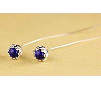 Pendientes de Mujer Plata Tailandesa S925 Plata Tailandesa Mano Pura Mujer Lotus Lapislázuli Pendiente Sargent, Plata 925, LJBLEUSK