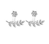 Pendientes de mujer Plum Blossom Hojas Pendientes de Cristal Joyas para Boda Plata Color Creativo y Útil Convenient Handled