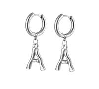 Pendientes de mujer vintage de plata de acero inoxidable con letra para graduación y joyería, Lettre A, Acero inoxidable, Sin piedra preciosa