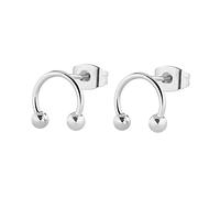 Pendientes de Mujeres para Hombres Titanio, Pendientes de Tachuelas de Plata/Black U Forma Pendientes Men