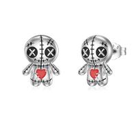 Pendientes de muñeca vudú de plata de ley 925, pendientes góticos, aretes de muñeca de terror para mujer, joyería de Navidad, Halloween, regalos de graduación, Plata de ley