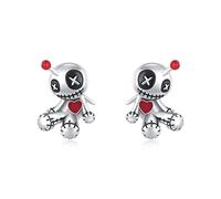 Pendientes de muñeca vudú Pendientes góticos de plata de ley 925 Pendientes de muñeca de terror para mujer Joyería Navidad Halloween Graduación Regalos, Plata de ley