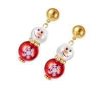 Pendientes de muñeco de nieve con temática navideña con perlas sintéticas, accesorios de celebración de invierno para niñas y adolescentes, aretes de muñeco de nieve de Navidad, One Size, como se