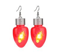 Pendientes de Navidad con bombilla LED, aretes con luz de Navidad, bonitos aretes colgantes intermitentes, joyería colorida, diseño de Papá Noel, muñeco de nieve, copo de nieve, accesorio de plástico