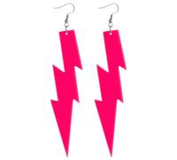 Pendientes de Neón Mujer Pendientes de Gota Luminosos de Acrílico Niñas Pendientes Años 80 Pendientes Retro Exagerados Joyería de Halloween Años 80 y 90 Accesorios de Fiesta (Rosa Intenso)