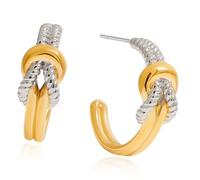 Pendientes De Nudo Cuerda Doble Color Construcción Aro Doble C Acero Inoxidable Joyería Para Mujer Resistente A Las Alergias Pendientes Tonos Dorados Y Plateados