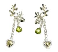 Pendientes de nudo de amor argelino para mujer, estilo Casino Royale Bond Girl 007, tono plateado, hoja y corazón, pendientes colgantes de acero inoxidable de 45 mm de largo