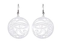 Pendientes de ojo de Horus para mujer, acero inoxidable, diosa egipcia antigua, Isis, media luna, cruz Ankh con nudo celta, aretes de amuleto, talla única, Acero inoxidable, Sin piedra preciosa