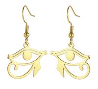 Pendientes de ojo de Horus para mujer, diseño de mapa de África, continente africano, contorno de la antigua cruz egipcia Ankh, joyería étnica religiosa, regalo de cartouche, Medio, Acero inoxidable