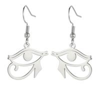 Pendientes de ojo de Horus para mujer, diseño de mapa de África, continente africano, contorno de la antigua cruz egipcia Ankh, joyería étnica religiosa, regalo de cartouche, Medio, Acero inoxidable