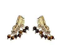 Pendientes de ojo de tigre dorado Diseño elegante Elegancia vintage Hipoalergénico Regalo de cumpleaños Desgaste del partido Joyería de las mujeres