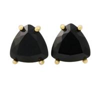 Pendientes de ónix negro natural de en plata de ley 925 bañada en oro | Pendientes con forma de trillón, estilo minimalista para mujer | LK_VSTD_0236