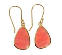 Pendientes de ópalo de fuego brillante de 12 x 12 mm, de plata de ley, con bisel de pera, cabujón multicolor y amarillo, hechos a mano, joyería de regalo para ella