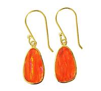 Pendientes de ópalo de fuego brillante de 15 x 10 mm, bisel de plata de ley 925, cabujón de forma elegante, multicolor, hechos a mano, aretes colgantes de gota únicos para mujer, aspecto llamativo