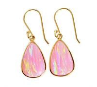 Pendientes de ópalo de fuego brillante de 17 x 11 mm, de plata de ley 925, cabujón con bisel, piedra preciosa de pera multicolor, colgantes hechos a mano para ella