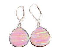 Pendientes de ópalo de fuego brillante de plata de ley 925 de 13 x 14 mm, cabujón de pera multicolor, juego de bisel de piedras preciosas hechas a mano, estilo bohemio, regalo para mujer