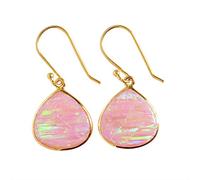 Pendientes de ópalo de fuego brillante de plata de ley 925 de 14 x 14 mm, cabujón de pera multicolor con bisel de piedras preciosas hechas a mano, regalo para mujer