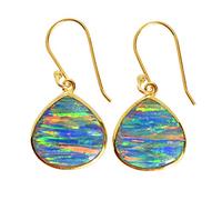 Pendientes de ópalo de fuego brillante de plata de ley 925 de 15 x 11 mm, juego de bisel de piedra preciosa cabujón de pera hechos a mano, aretes de gota de regalo para ella
