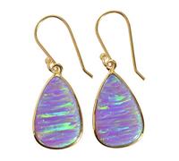 Pendientes de ópalo de fuego de plata de ley 925 de 17 x 11 mm, cabujón de pera, multicolor, hechos a mano, con bisel, aretes de gota bohemios para ella