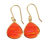 Pendientes de ópalo de fuego en forma de pera de plata de ley 925 de 15 x 15 mm, juego de bisel de cabujón multicolor, piedras preciosas brillantes, hechos a mano, regalo bohemio chic para ella