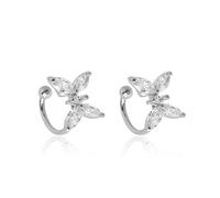 Pendientes de oreja para mujer, sin perforación, diseño de mariposa, diamantes de imitación, joyería de moda para fiestas y bodas, Metal