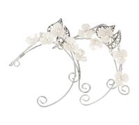 Pendientes de Oreja Perla Artificial, Manguito Delicado para Mujer | Metal y Resina, Fácil de Poner, Adecuado para Festivales y Uso Prolongado