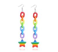 Pendientes de orgullo lésbico para mujer, aretes LGBTQ, aretes coloridos acrílicos con forma de corazón arcoíris, trajes de orgullo para mujer, accesorios del orgullo de Y2K, aretes colgantes gay