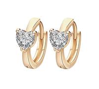 Pendientes de Oro Amarillo de 9k para Mujeres, círculo con aretes de aro moissanite en Forma de corazón para Mujeres Oro