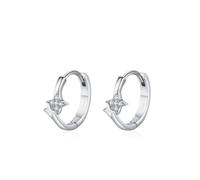 Pendientes de oro blanco 18 quilates Au750 con moissanita redonda, estrella de criolla, platino PT950, Platino, Moissanita