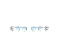 Pendientes de oro blanco de 9 K/14 K/18 K, joyas auténticas con piedra lunar azul claro, clásico, blanco, oro Au 375/585/750, pendientes de moissanit
