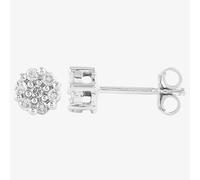 Pendientes de oro blanco de 9 quilates con racimo de diamantes de 0,2 quilate...