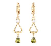Pendientes de Oro de 14k para Mujeres, aro Largo Heart Heart con aretes Colgantes de moissanite para Mujeres para Mujeres Oro