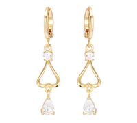 Pendientes de Oro de 14k para Mujeres, aro Largo Heart Heart con aretes Colgantes de moissanite para Mujeres para Mujeres Oro