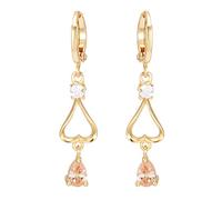 Pendientes de Oro de 14k para Mujeres, aro Largo Heart Heart con aretes Colgantes de moissanite para Mujeres para Mujeres Oro