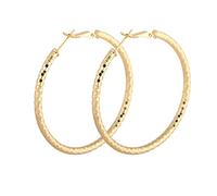 Pendientes de Oro de 9k para Mujeres, círculo geométrico 3 x 49 mm Pendientes de aro para Mujeres Oro