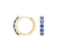 Pendientes de oro para mujer, aretes de aro de oro amarillo con 5 piezas de zafiro de 0,75 quilates, Metal, Zafiro