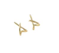 Pendientes de oro para mujer, aretes de tuerca de oro de moda, aretes delicados, aretes de oro simples para mujer, regalos para mujer, aretes de aldaba de puerta, talla única, Metal, Sin piedra