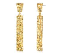 Pendientes de oro para mujer, aretes martillados, aretes colgantes de gota grande para mujer, Zinc, No es una piedra preciosa