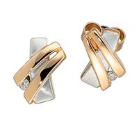 Pendientes De Oro Rosa 585 Con Diamantes Para Damas