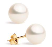 Pendientes de Oro y Perlas Redondas Cultivadas de Agua Dulce Blancas de Mujer Secret & You - Disponibles en 6 tallas, desde 6-6,5 mm hasta 11-11,5 mm - Oro de 18 k Ley 750