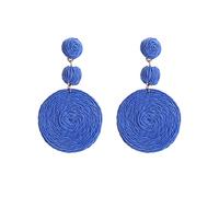 Pendientes de paja Hechos a Mano para Mujer, Bohemios, Bola de Rafia, Paja, Mimbre, Aro Trenzado, Pendientes Colgantes para Mujeres y Niñas, Azul