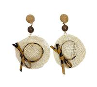 Pendientes de paja tejidos de moda con forma de sombrero de paja, accesorios de oreja para vacaciones y uso diario, aretes versátiles, One Size, como se describe, como se describe